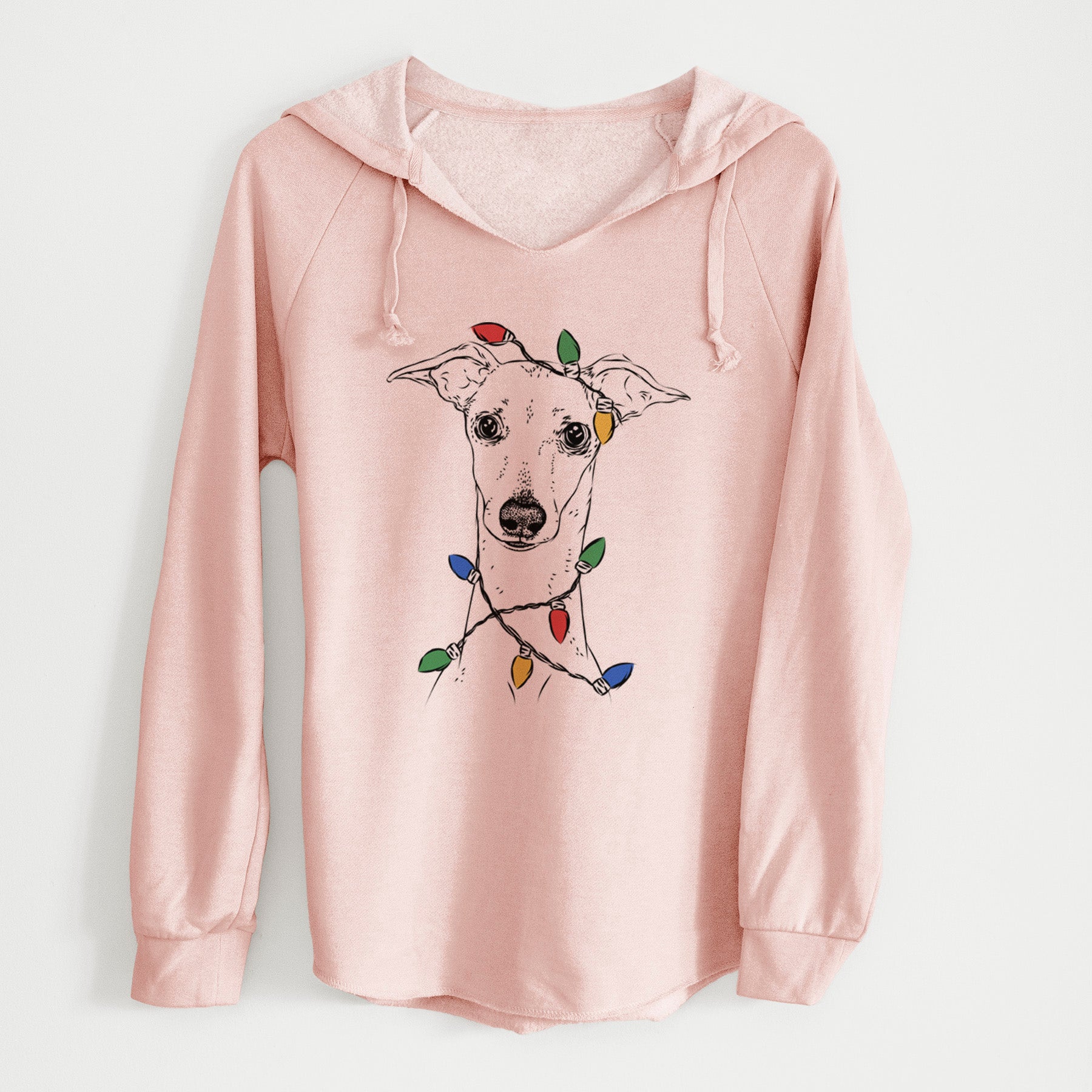 Christmas Lights Pip the Italian Greyhound - Cali Wave Hooded Sweatshirt