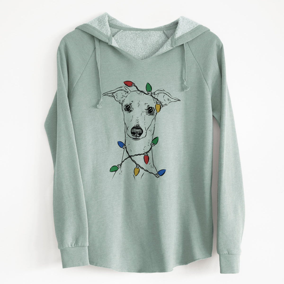 Christmas Lights Pip the Italian Greyhound - Cali Wave Hooded Sweatshirt
