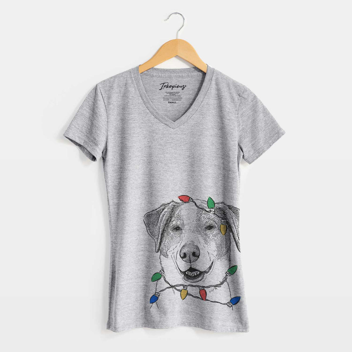 Christmas Lights Piper Pilot the Hound Mix - Women's V-neck Shirt