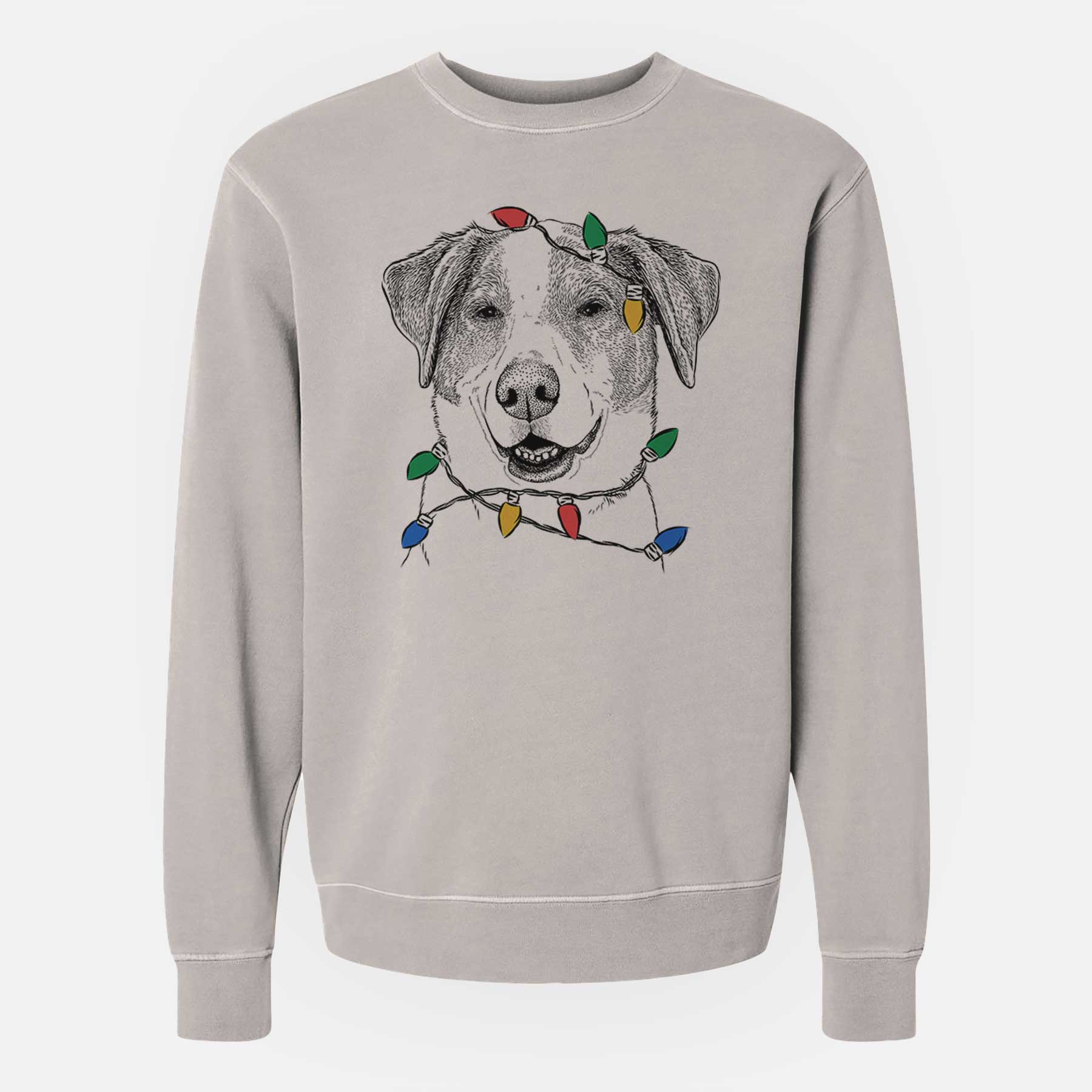 Christmas Lights Piper Pilot the Hound Mix - Unisex Pigment Dyed Crew Sweatshirt