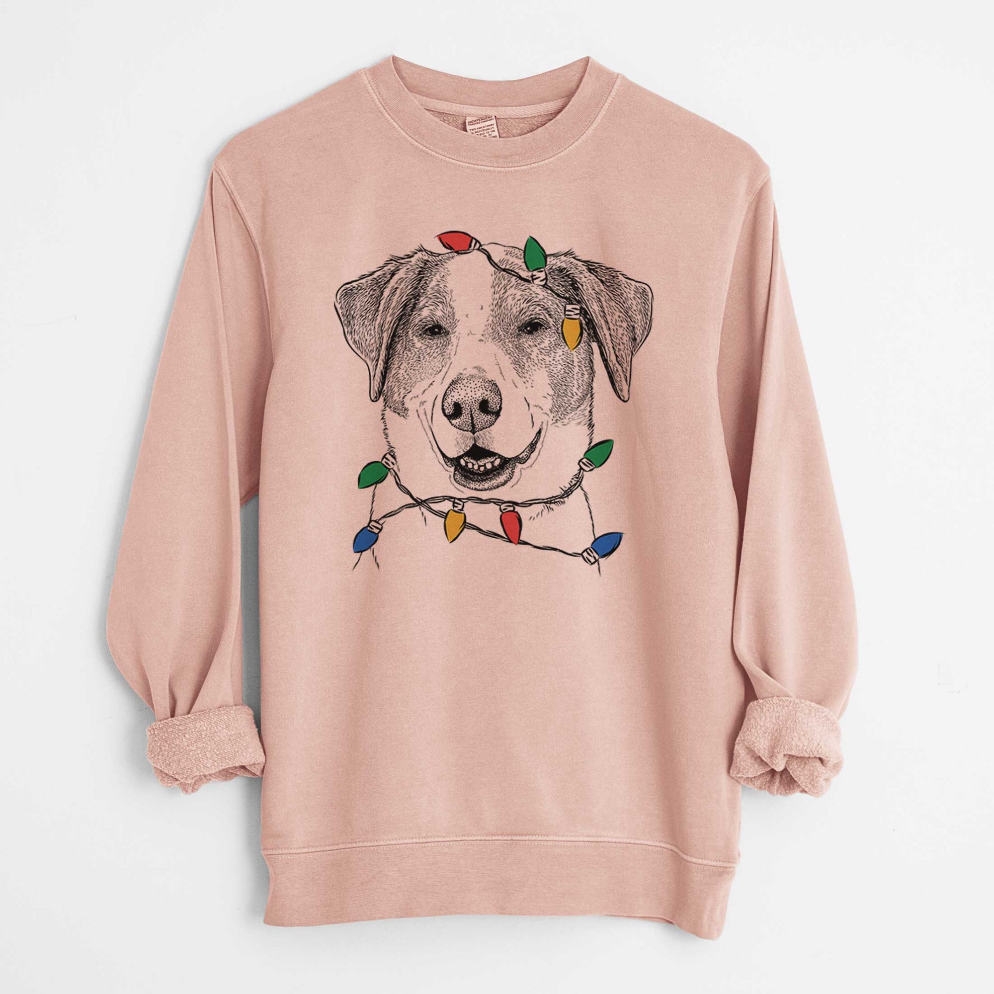 Christmas Lights Piper Pilot the Hound Mix - Unisex Pigment Dyed Crew Sweatshirt