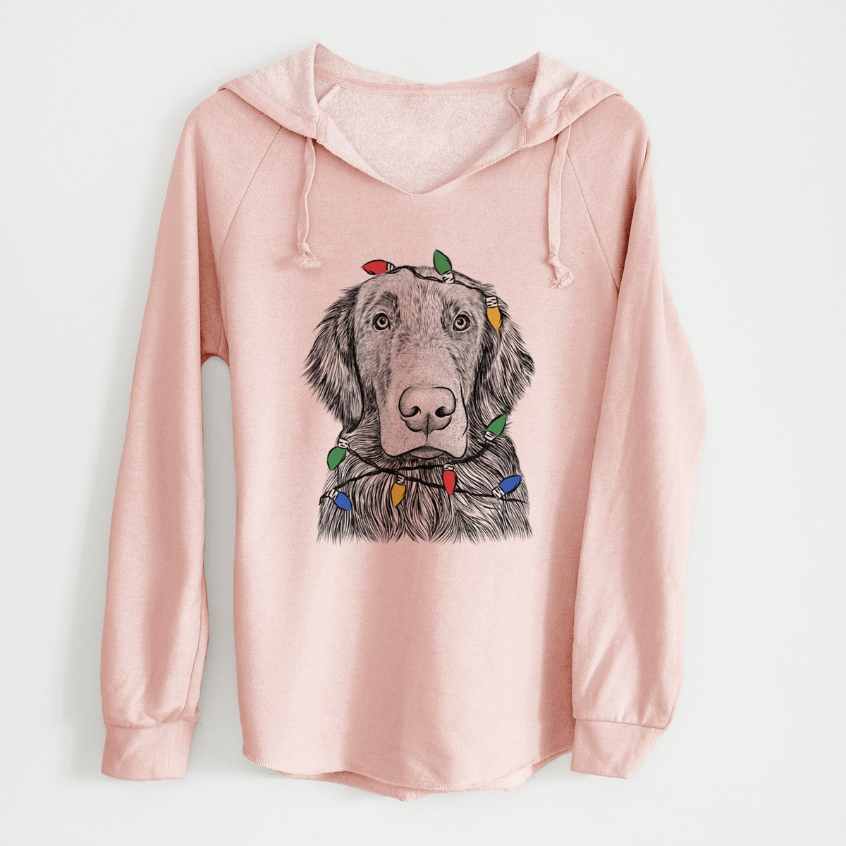 Christmas Lights Pippin the Flat Coated Retriever - Cali Wave Hooded Sweatshirt