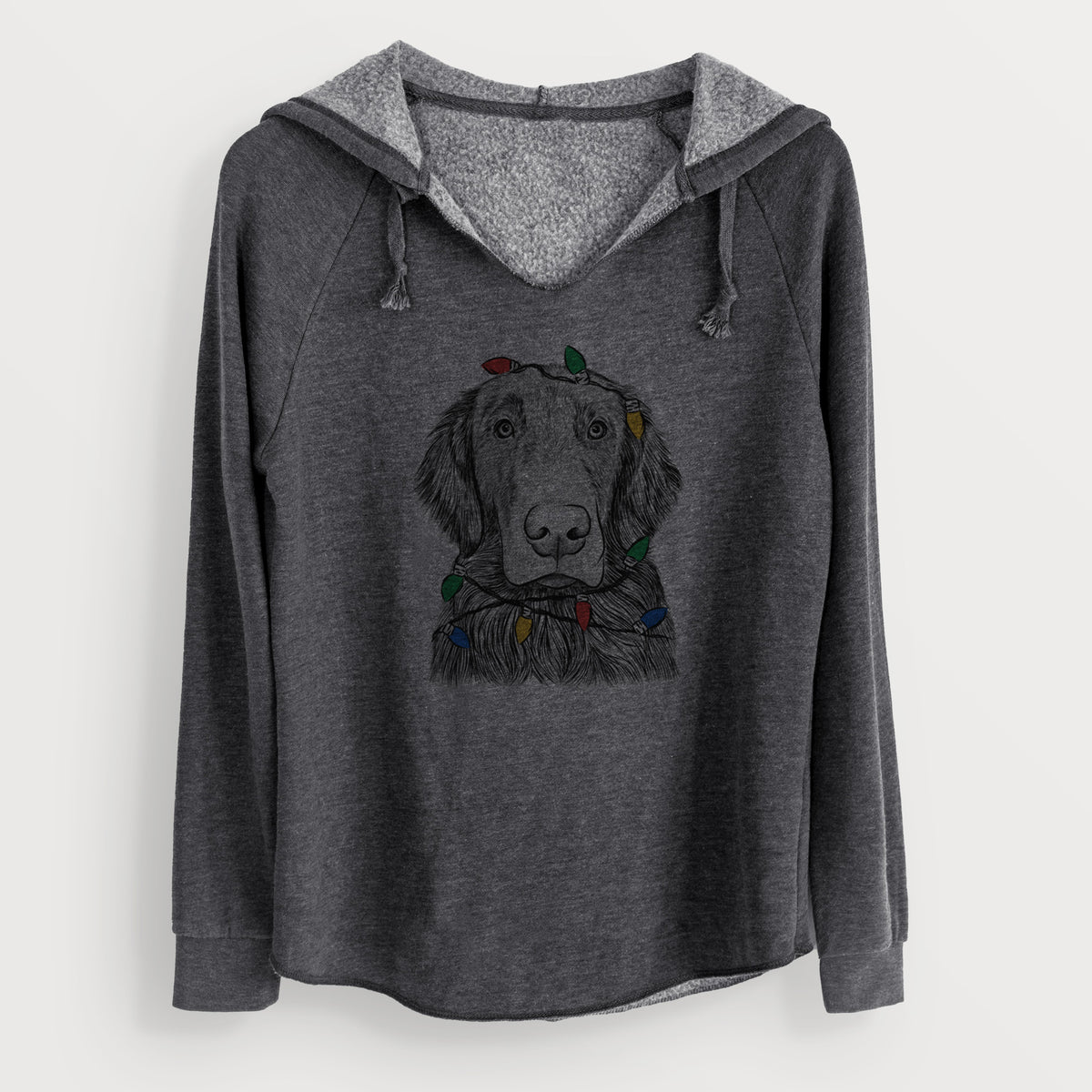 Christmas Lights Pippin the Flat Coated Retriever - Cali Wave Hooded Sweatshirt