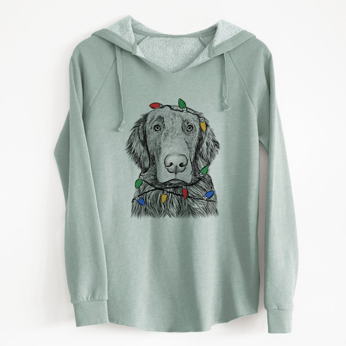 Christmas Lights Pippin the Flat Coated Retriever - Cali Wave Hooded Sweatshirt
