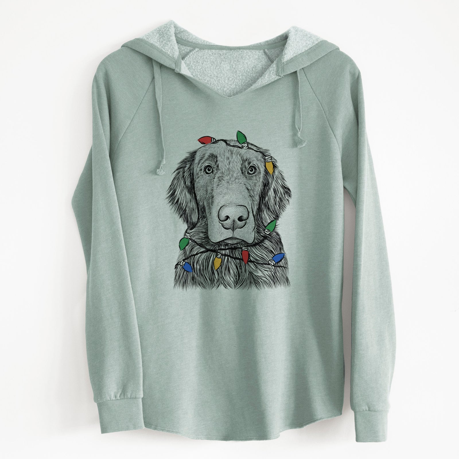 Christmas Lights Pippin the Flat Coated Retriever - Cali Wave Hooded Sweatshirt