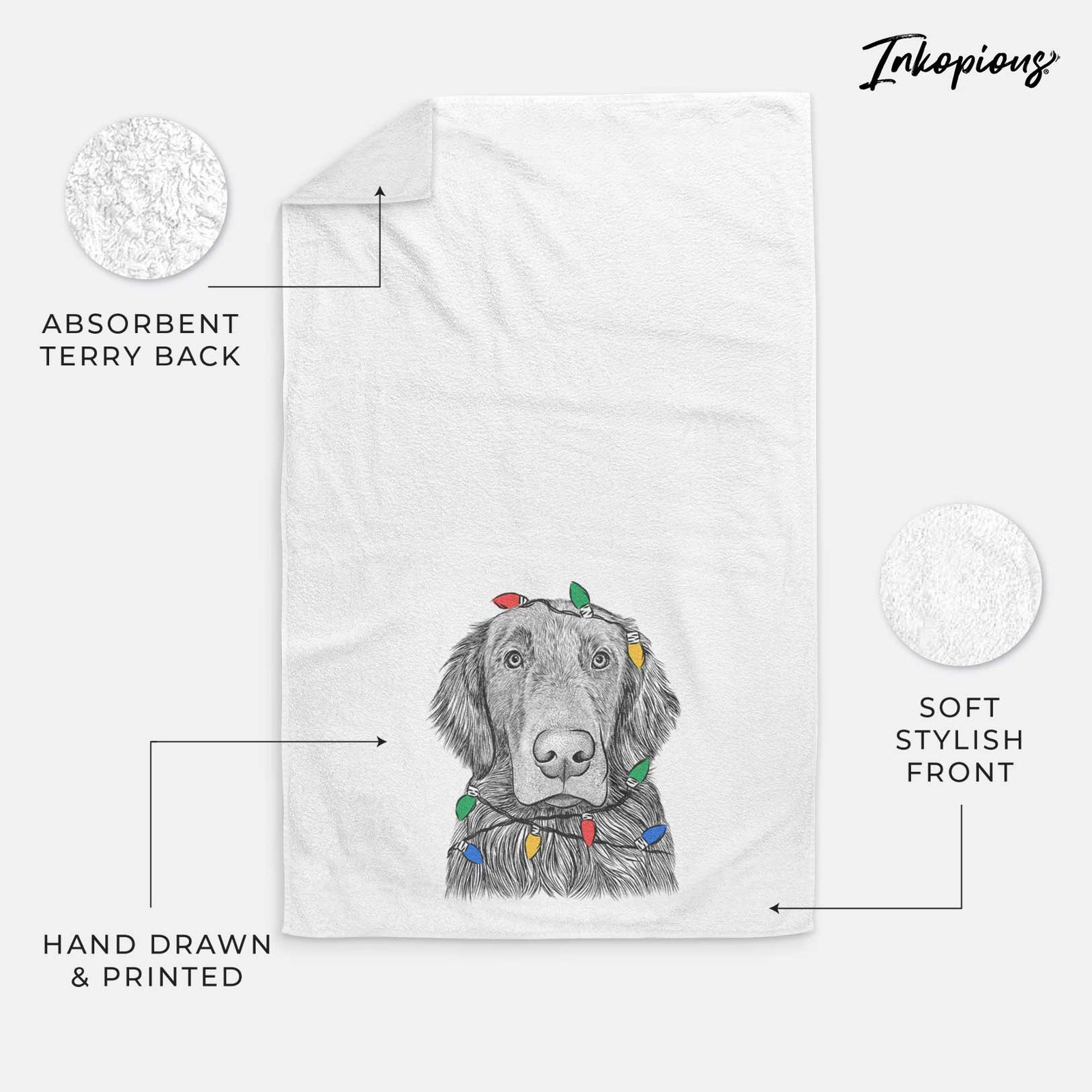 Pippin the Flat Coated Retriever Decorative Hand Towel