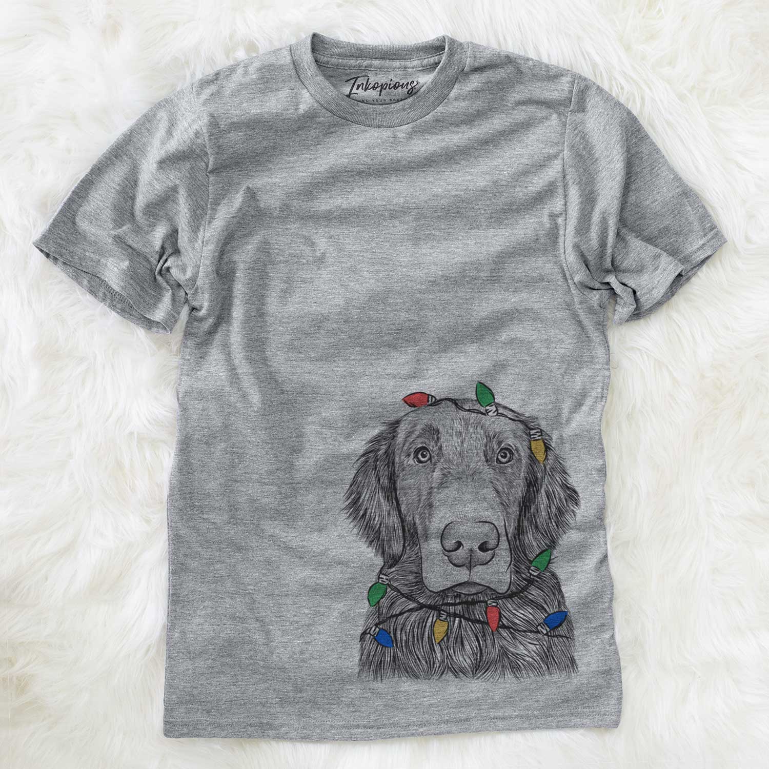 Christmas Lights Pippin the Flat Coated Retriever - Unisex Crewneck