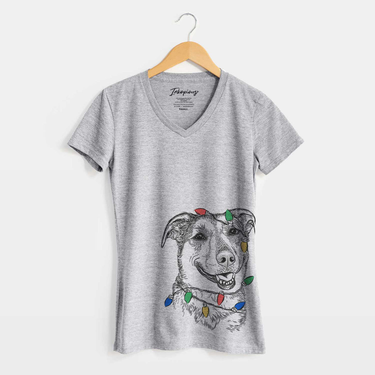 Christmas Lights Pippin the Shepherd Mix - Women's V-neck Shirt