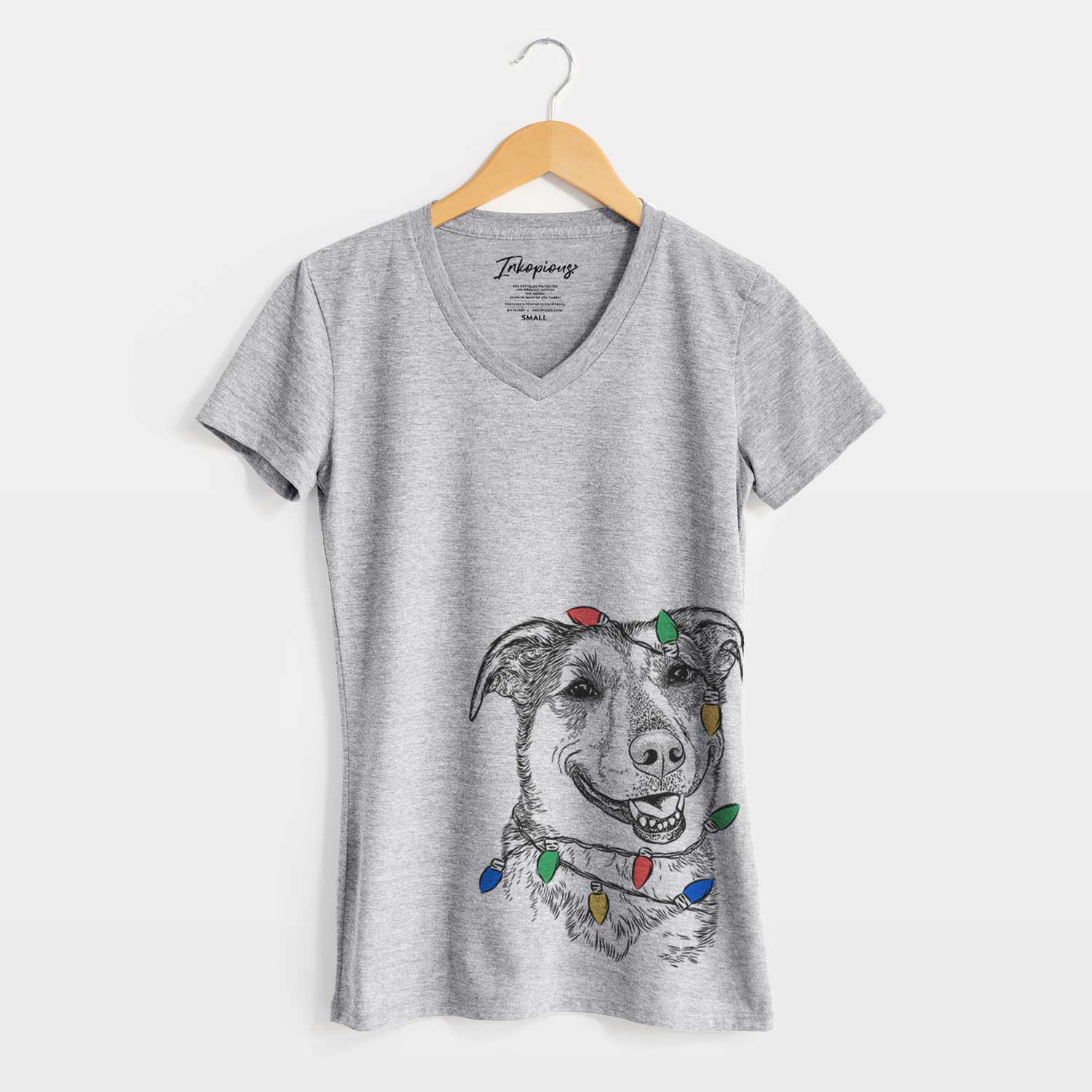 Christmas Lights Pippin the Shepherd Mix - Women's V-neck Shirt