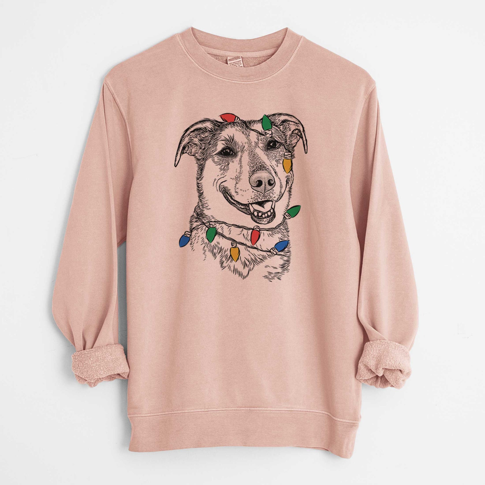 Christmas Lights Pippin the Shepherd Mix - Unisex Pigment Dyed Crew Sweatshirt