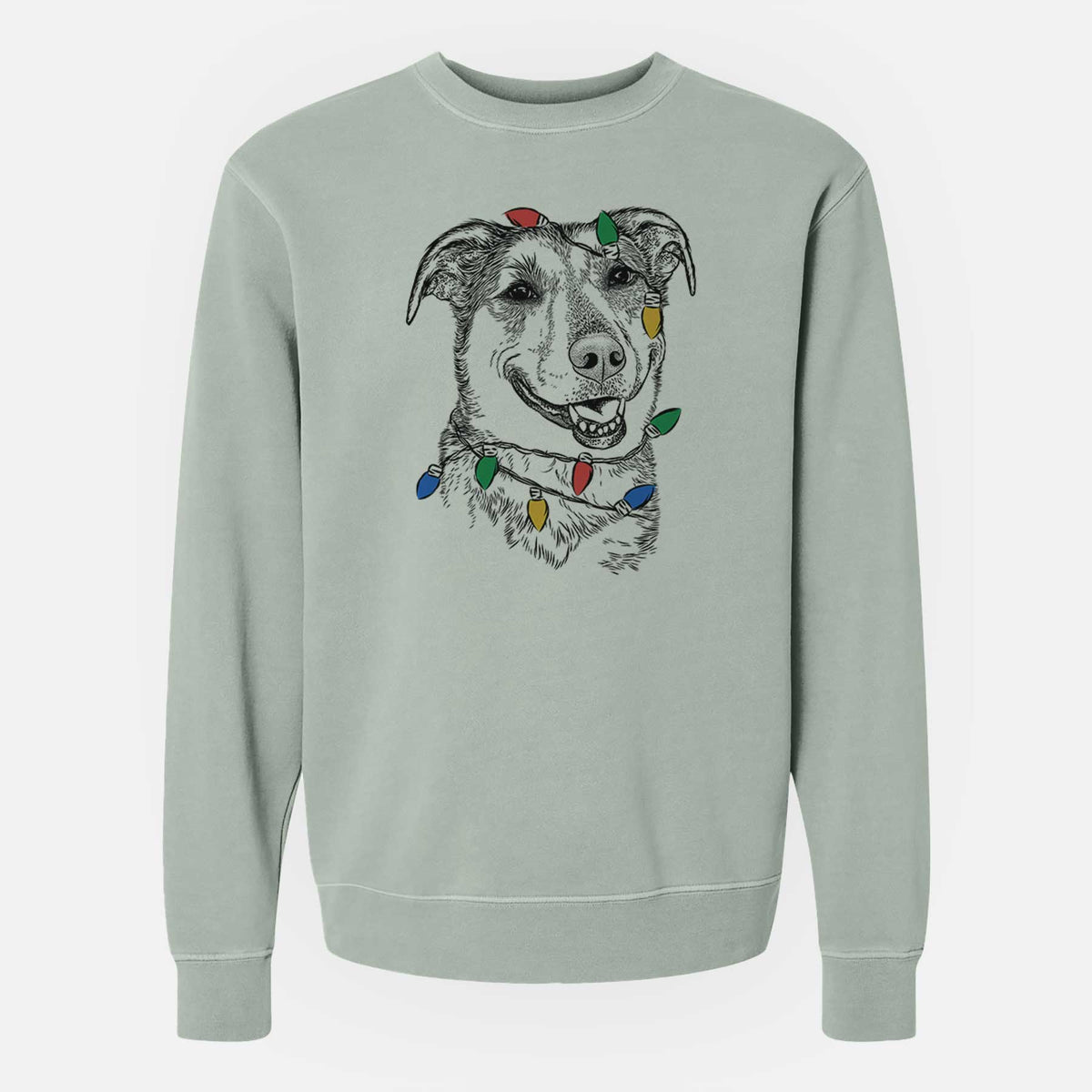 Christmas Lights Pippin the Shepherd Mix - Unisex Pigment Dyed Crew Sweatshirt
