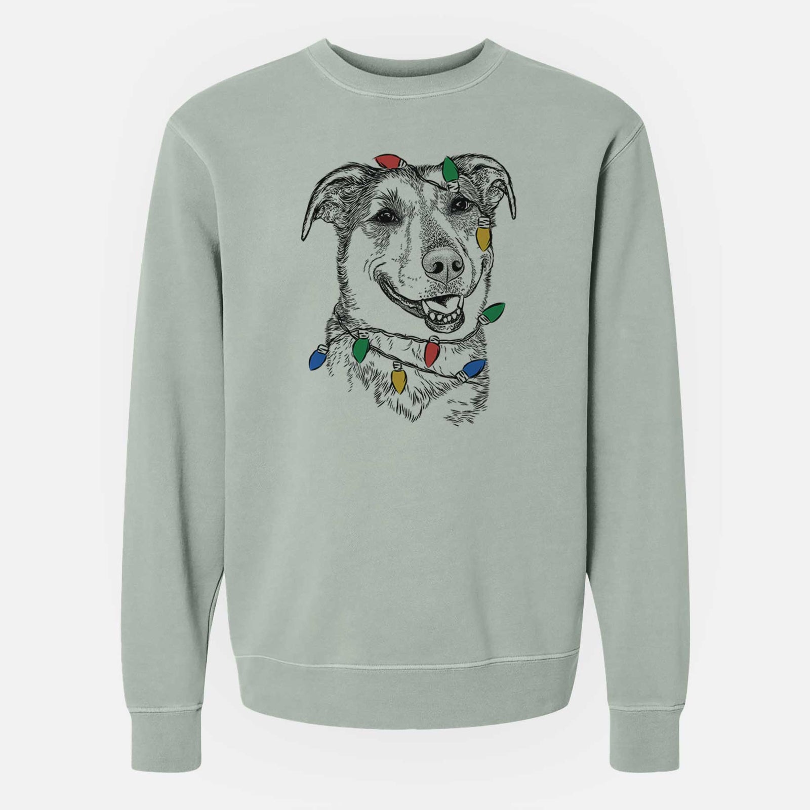 Christmas Lights Pippin the Shepherd Mix - Unisex Pigment Dyed Crew Sweatshirt