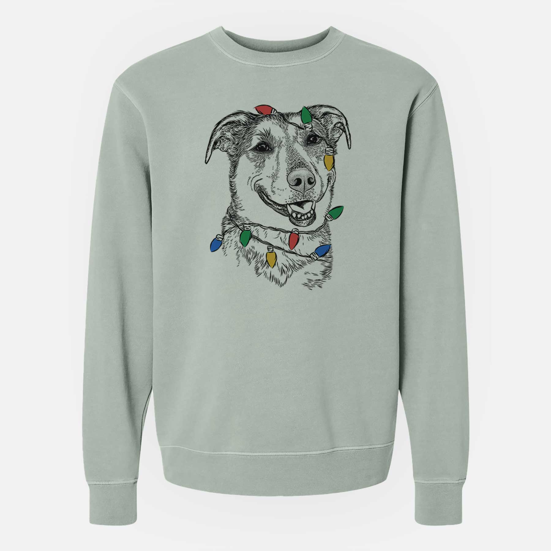 Christmas Lights Pippin the Shepherd Mix - Unisex Pigment Dyed Crew Sweatshirt