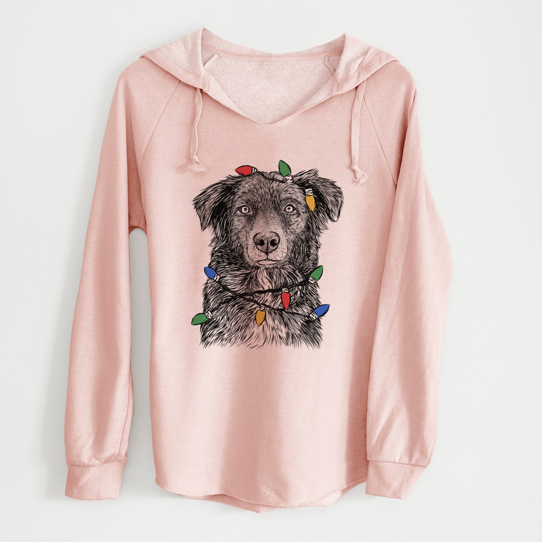 Christmas Lights Pixel the Australian Shepherd - Cali Wave Hooded Sweatshirt