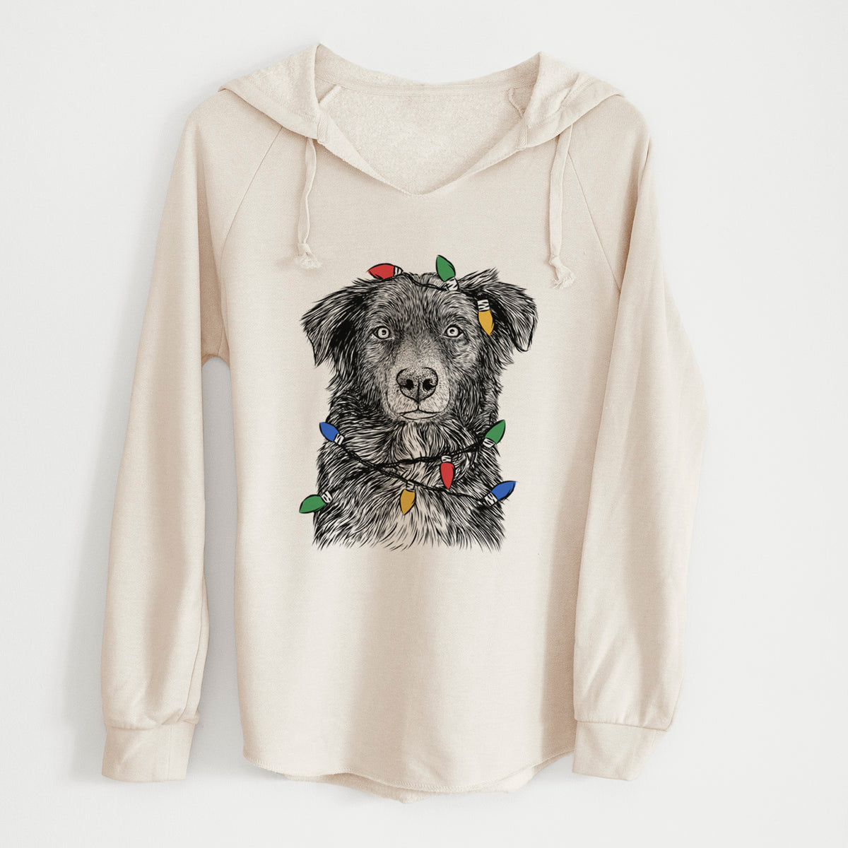 Christmas Lights Pixel the Australian Shepherd - Cali Wave Hooded Sweatshirt
