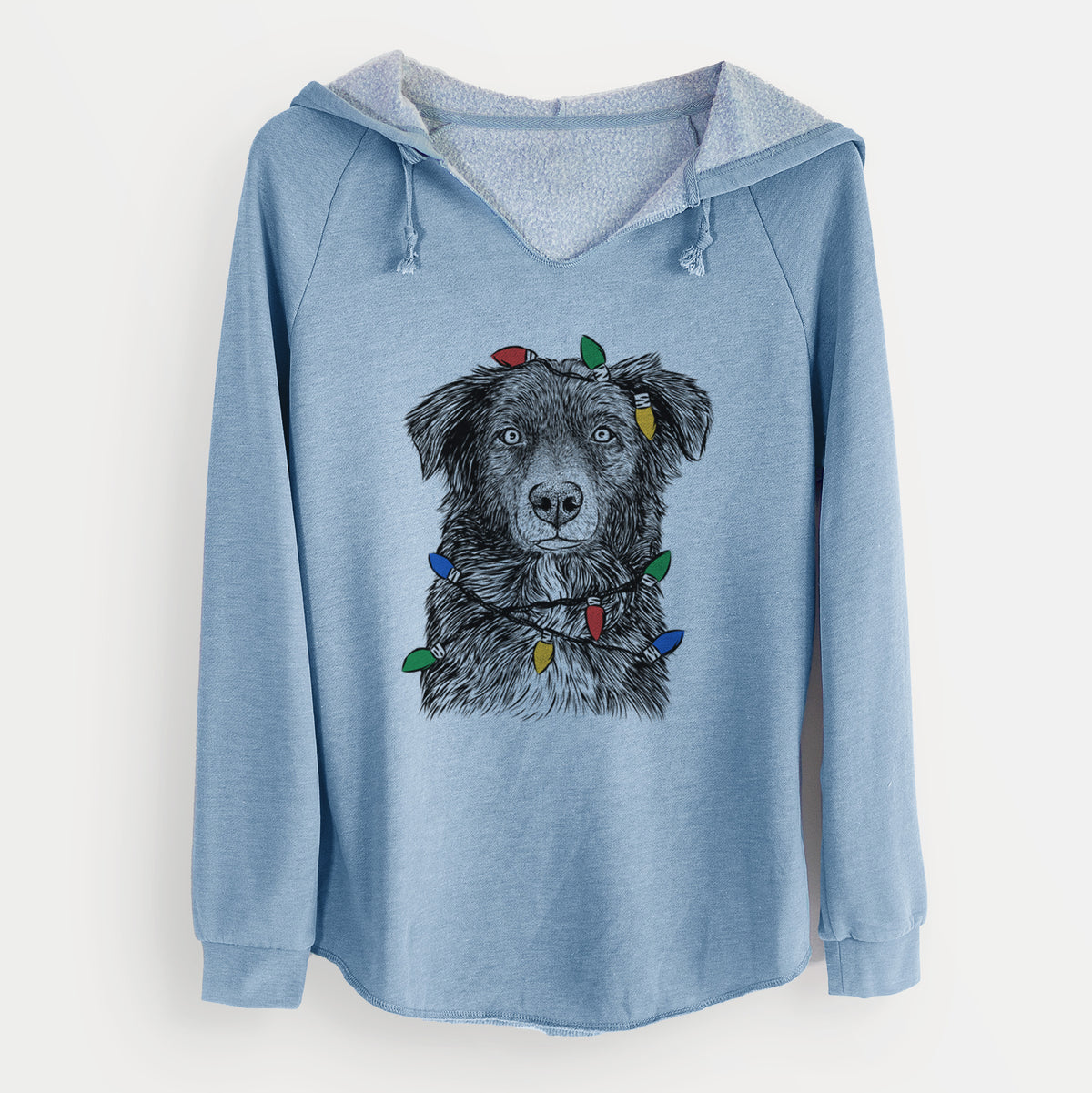 Christmas Lights Pixel the Australian Shepherd - Cali Wave Hooded Sweatshirt