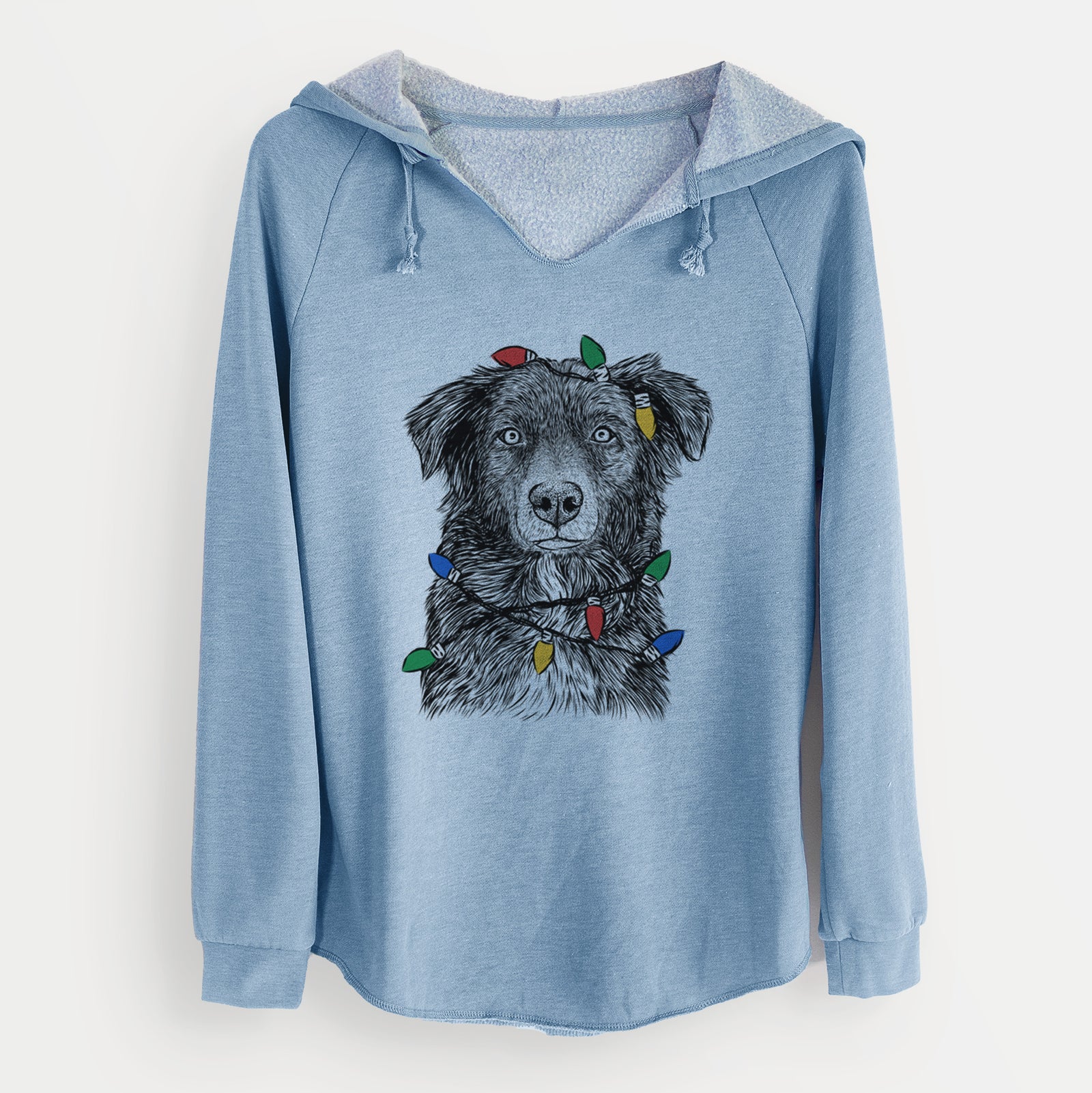 Christmas Lights Pixel the Australian Shepherd - Cali Wave Hooded Sweatshirt