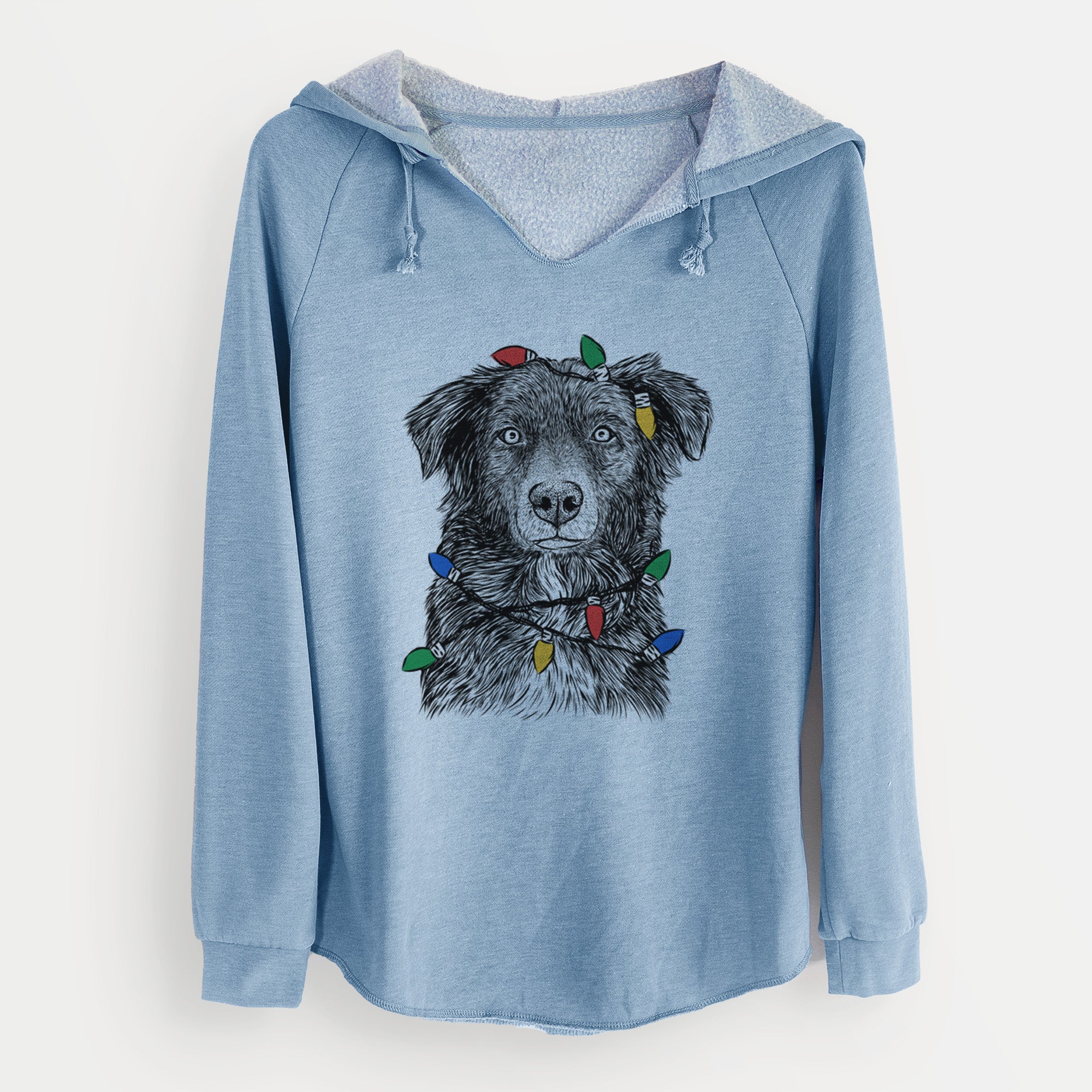 Christmas Lights Pixel the Australian Shepherd - Cali Wave Hooded Sweatshirt