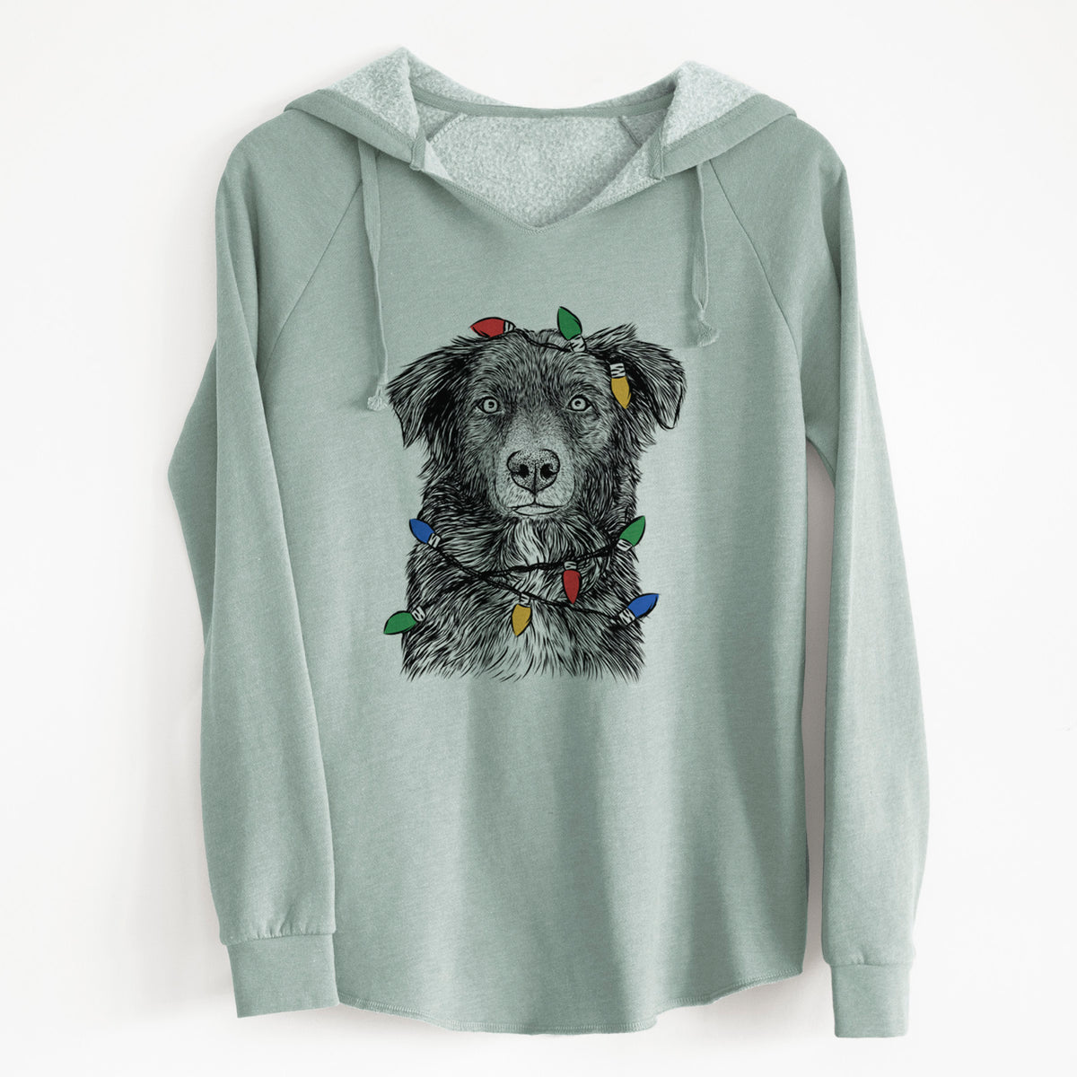 Christmas Lights Pixel the Australian Shepherd - Cali Wave Hooded Sweatshirt