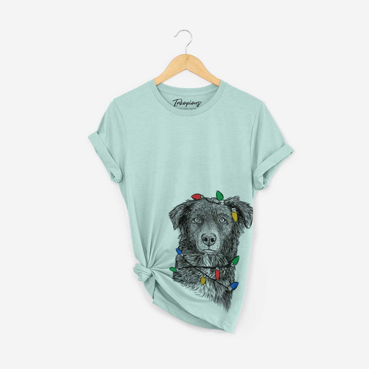 Christmas Lights Pixel the Australian Shepherd - Unisex Crewneck