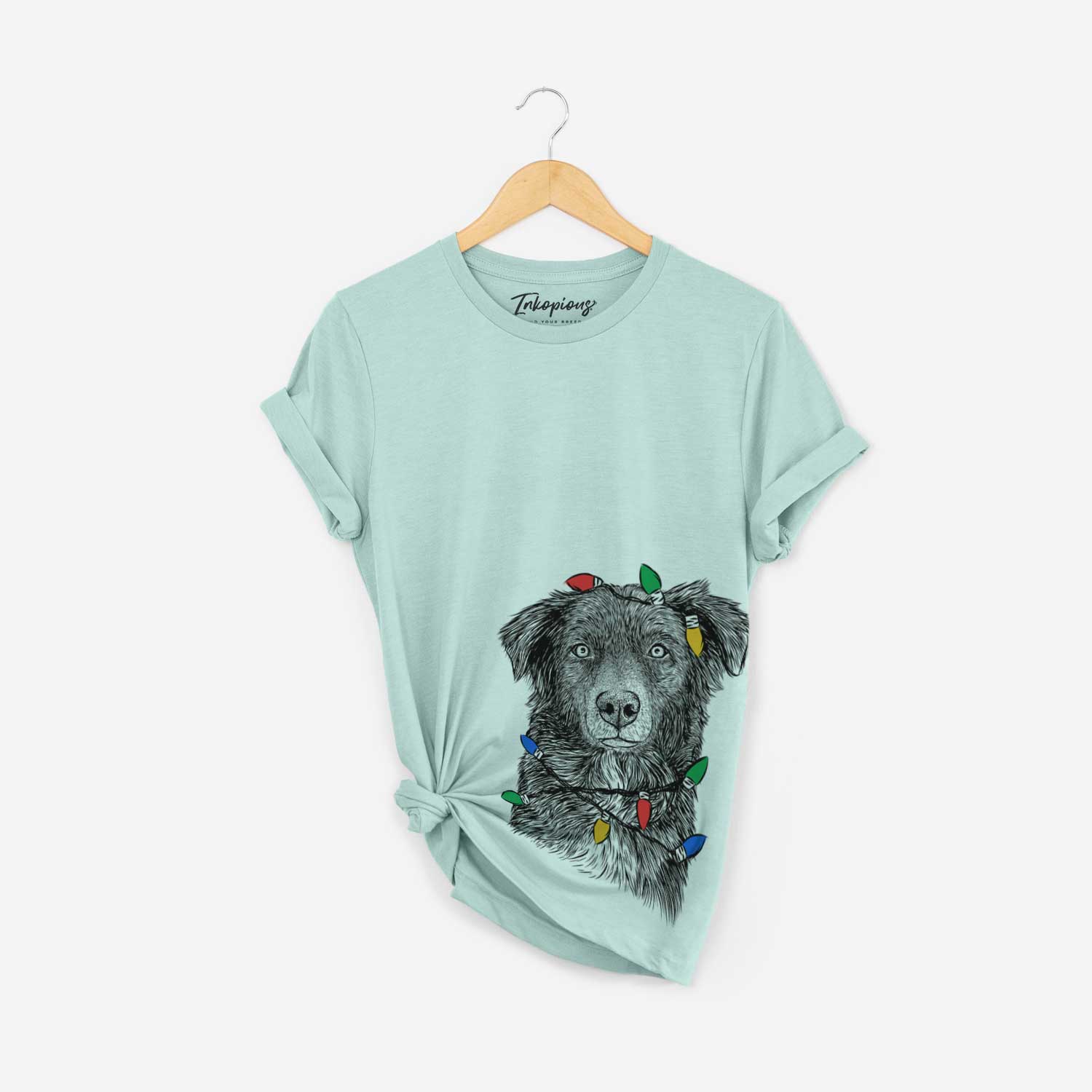 Christmas Lights Pixel the Australian Shepherd - Unisex Crewneck