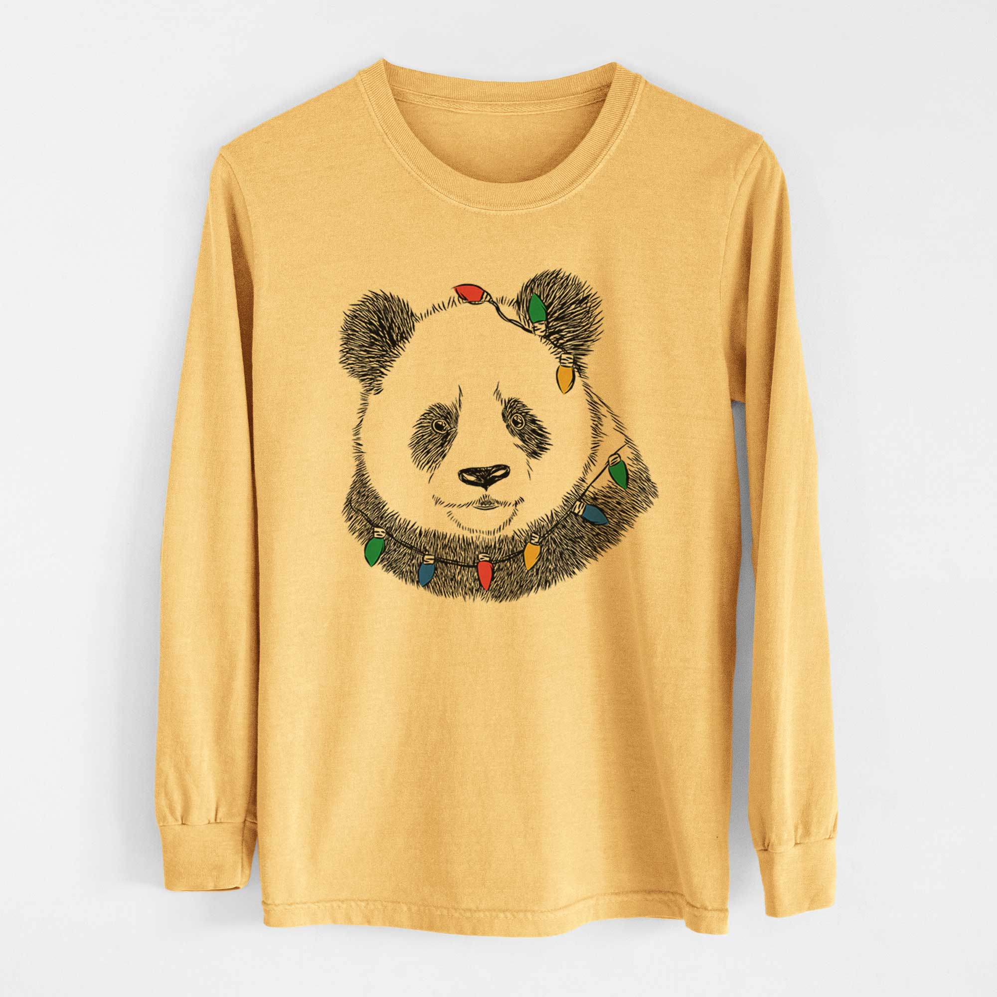 Christmas Lights Po the Panda - Heavyweight 100% Cotton Long Sleeve