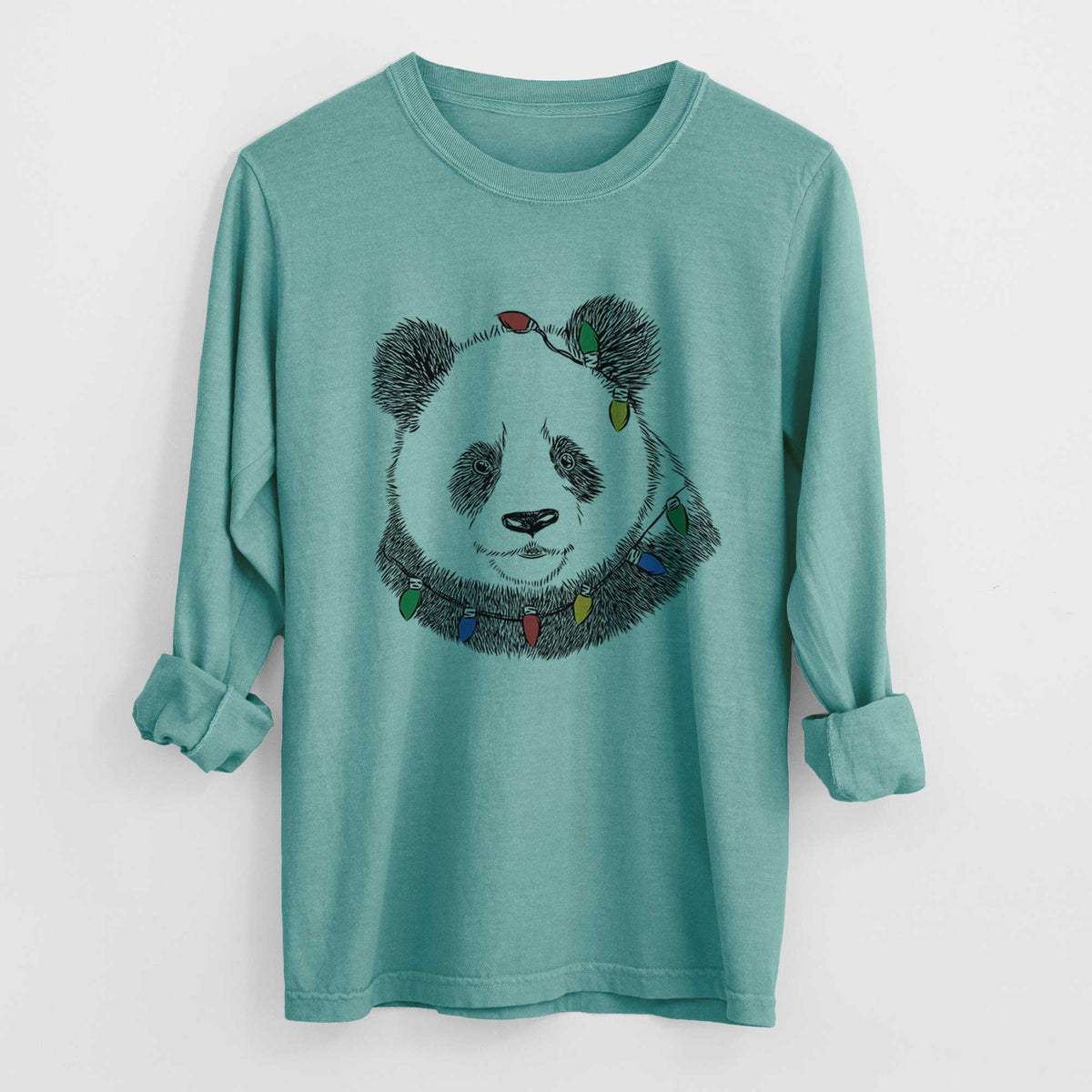 Christmas Lights Po the Panda - Heavyweight 100% Cotton Long Sleeve