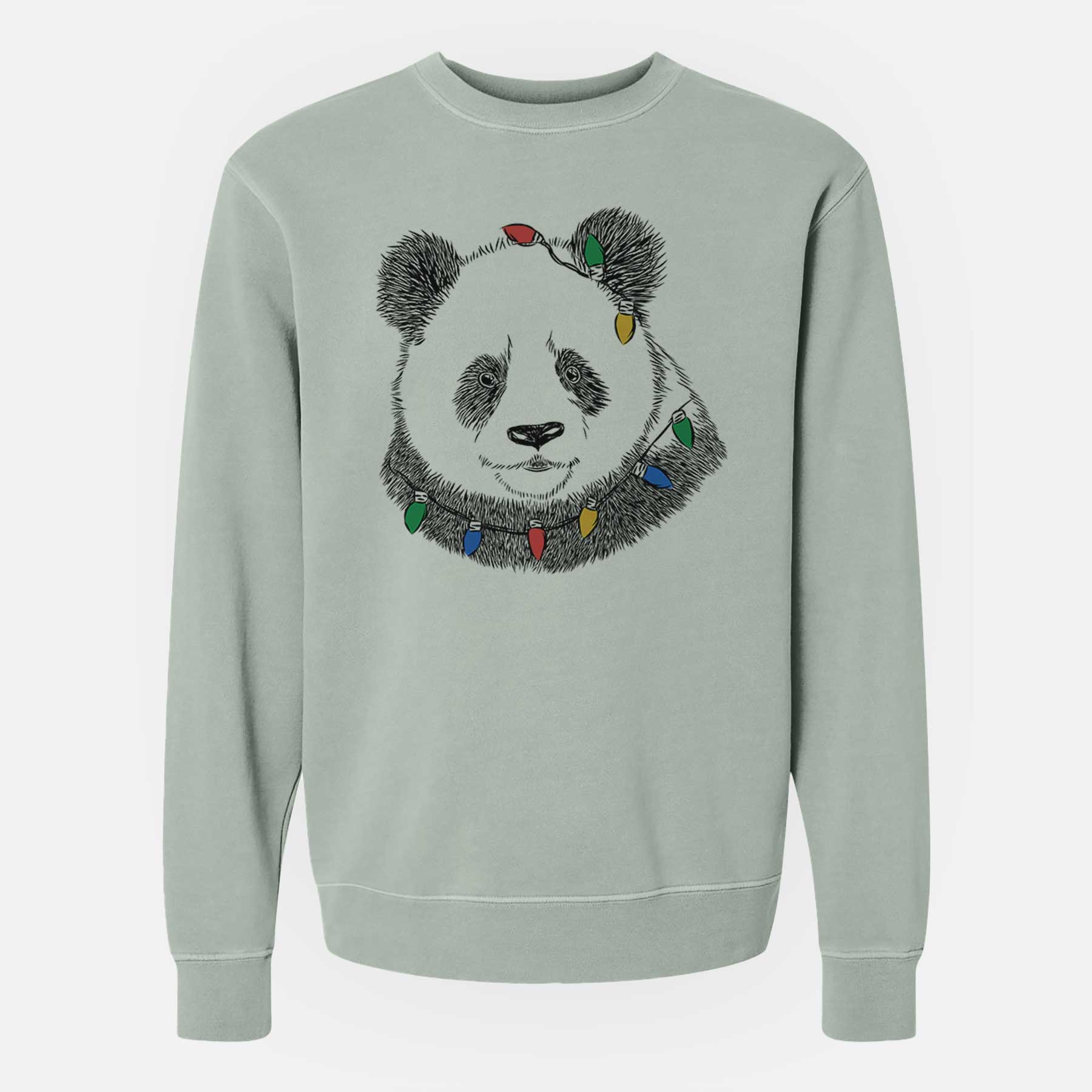 Christmas Lights Po the Panda - Unisex Pigment Dyed Crew Sweatshirt