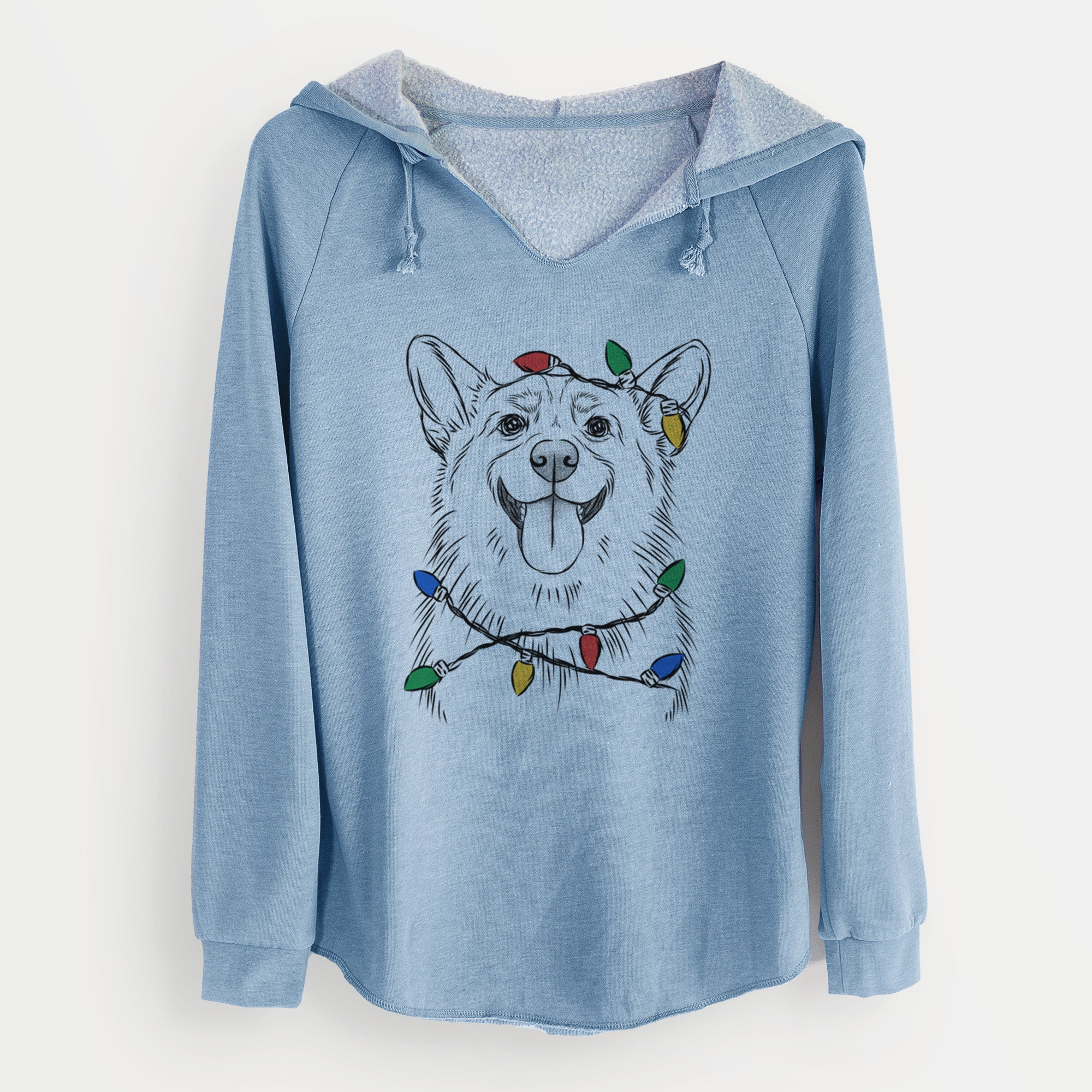 Christmas Lights Porter the Pembroke Welsh Corgi - Cali Wave Hooded Sweatshirt