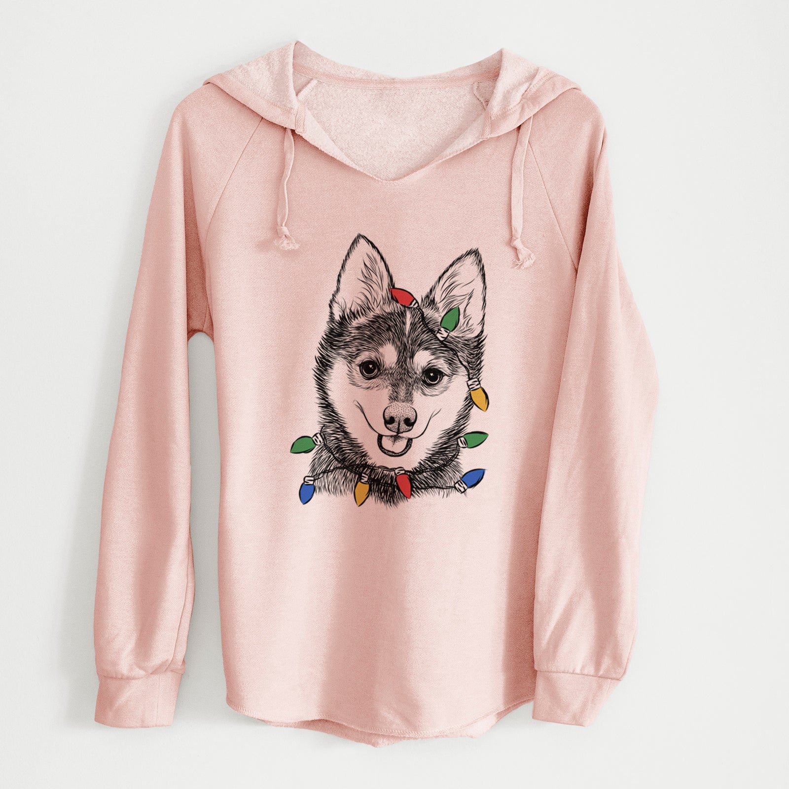 Christmas Lights Posey the Alaskan Klee Kai - Cali Wave Hooded Sweatshirt