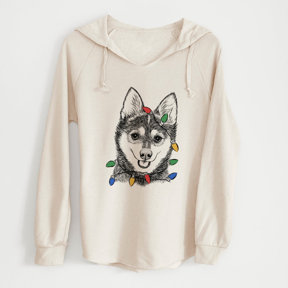 Christmas Lights Posey the Alaskan Klee Kai - Cali Wave Hooded Sweatshirt