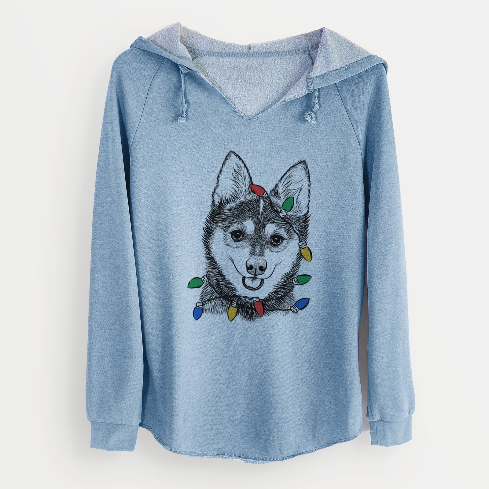 Christmas Lights Posey the Alaskan Klee Kai - Cali Wave Hooded Sweatshirt