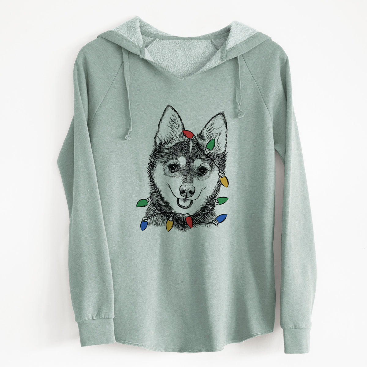 Christmas Lights Posey the Alaskan Klee Kai - Cali Wave Hooded Sweatshirt