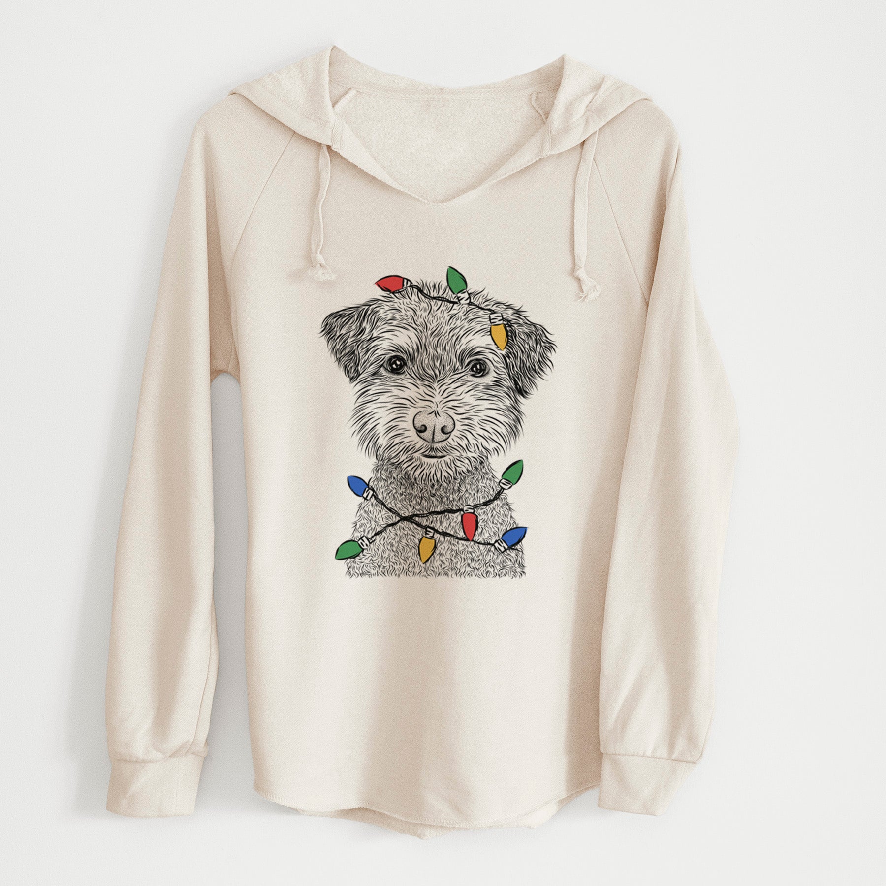 Christmas Lights Pretzel the Schnoodle - Cali Wave Hooded Sweatshirt