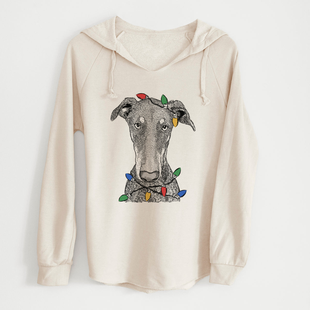 Christmas Lights Princess Fiona the Doberman Pinscher - Cali Wave Hooded Sweatshirt