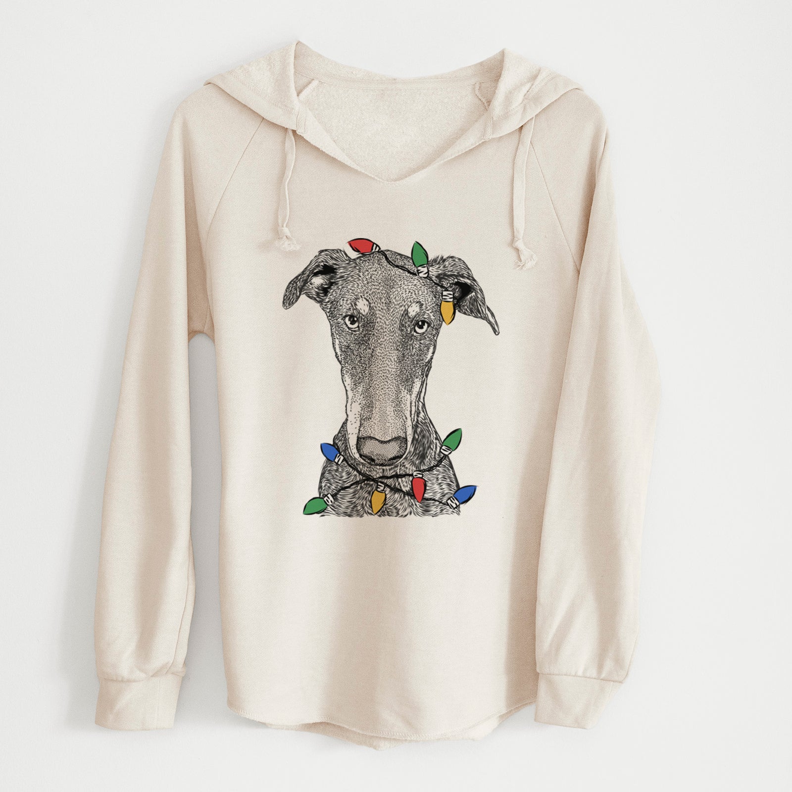 Christmas Lights Princess Fiona the Doberman Pinscher - Cali Wave Hooded Sweatshirt