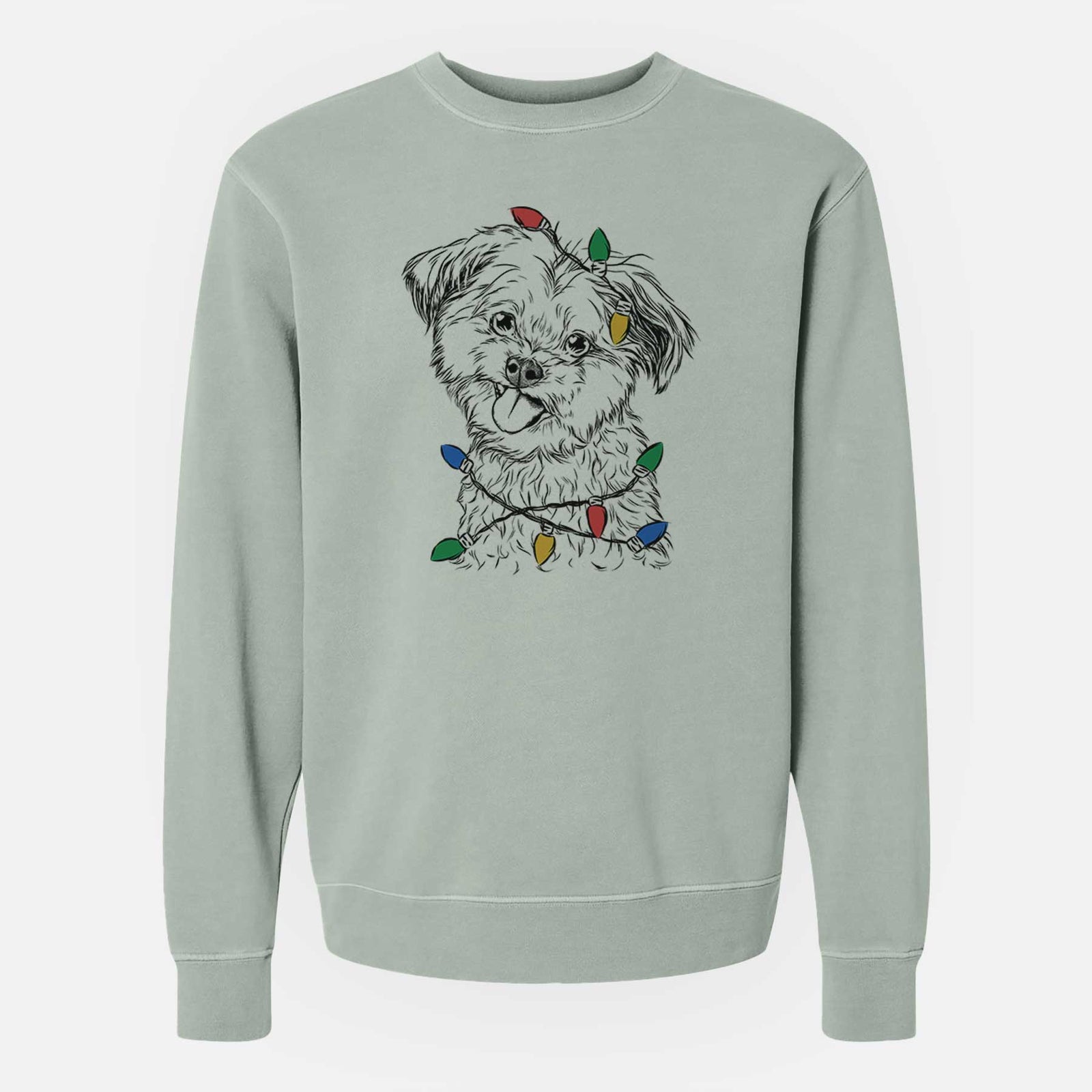 Christmas Lights Puff the Malshi - Unisex Pigment Dyed Crew Sweatshirt