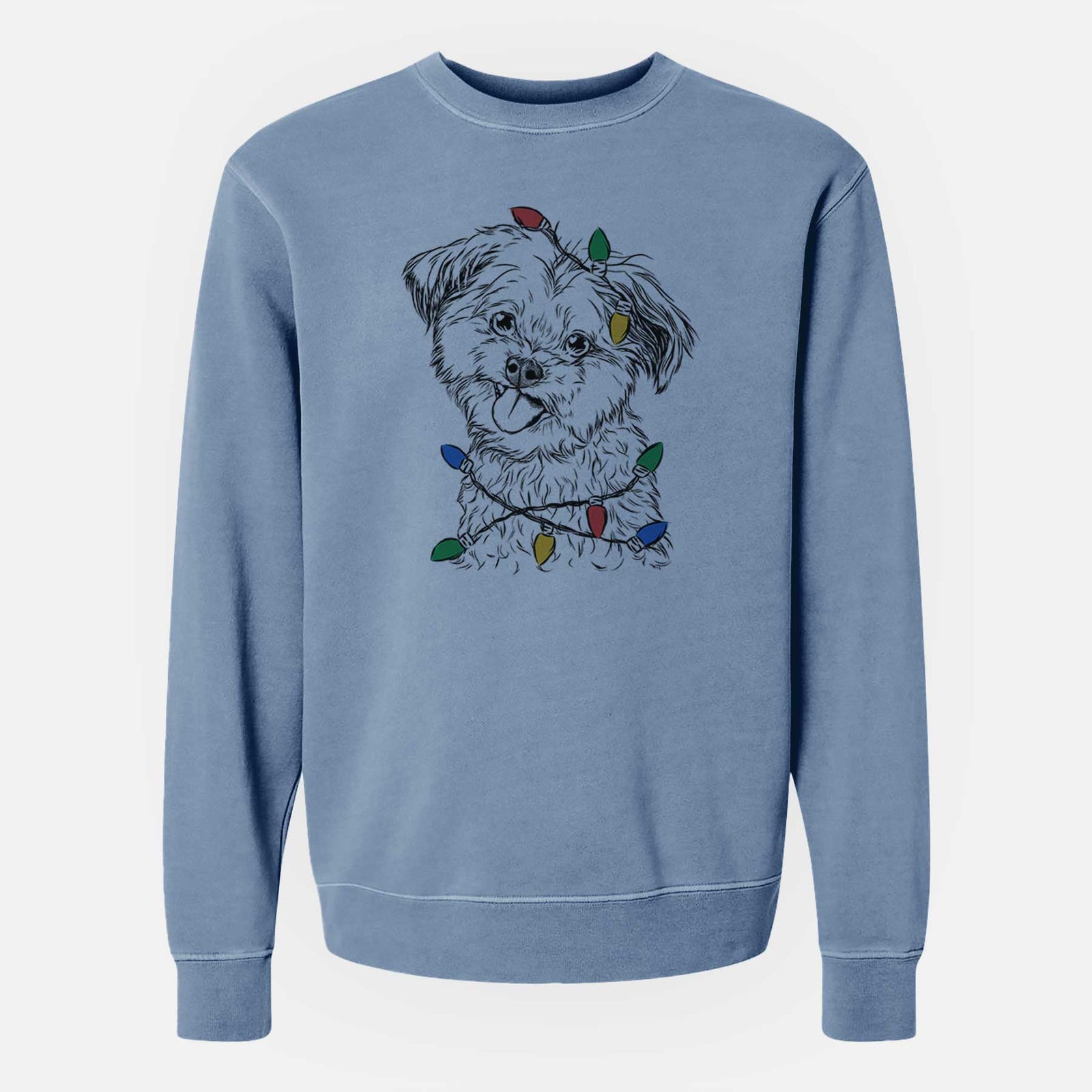 Christmas Lights Puff the Malshi - Unisex Pigment Dyed Crew Sweatshirt