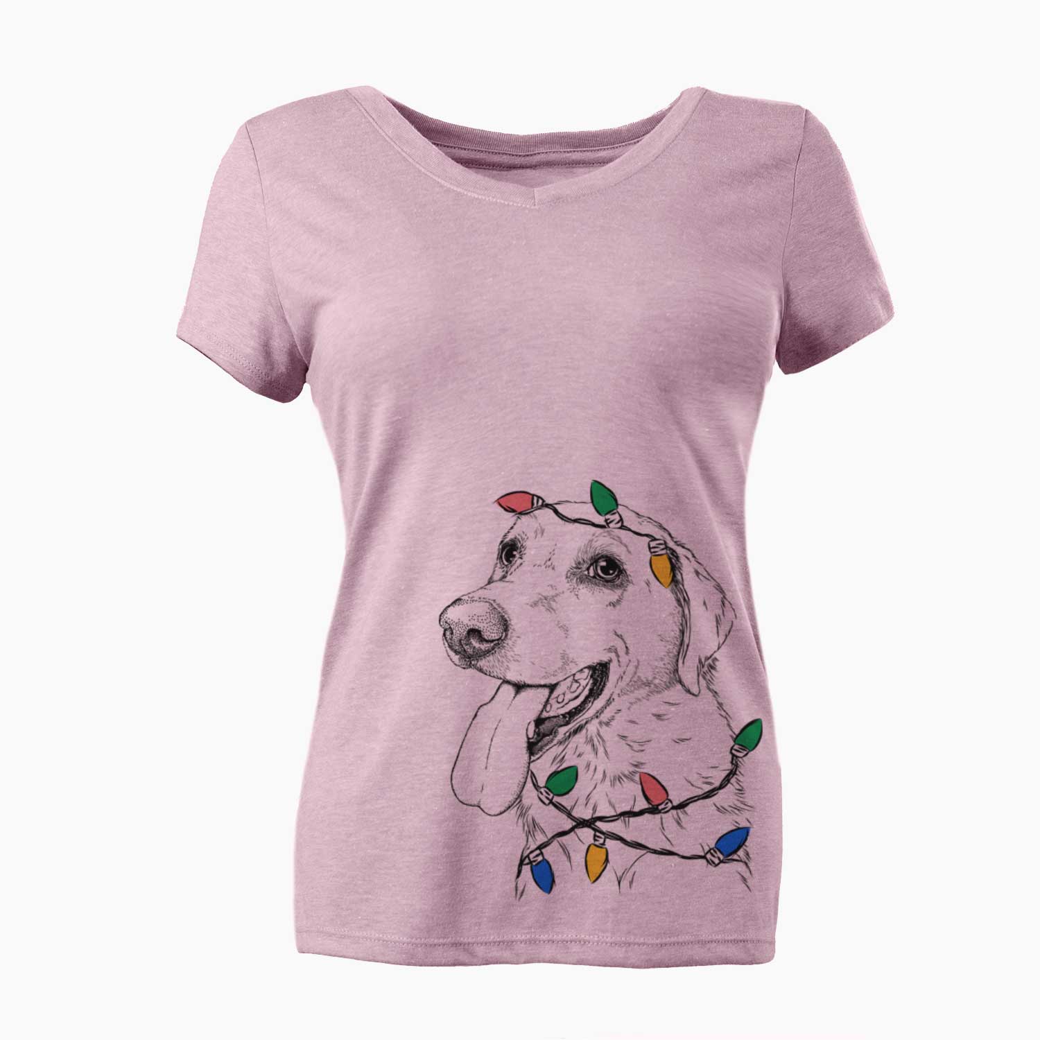 Christmas Lights Purl the British Lab - Women's V-neck Shirt