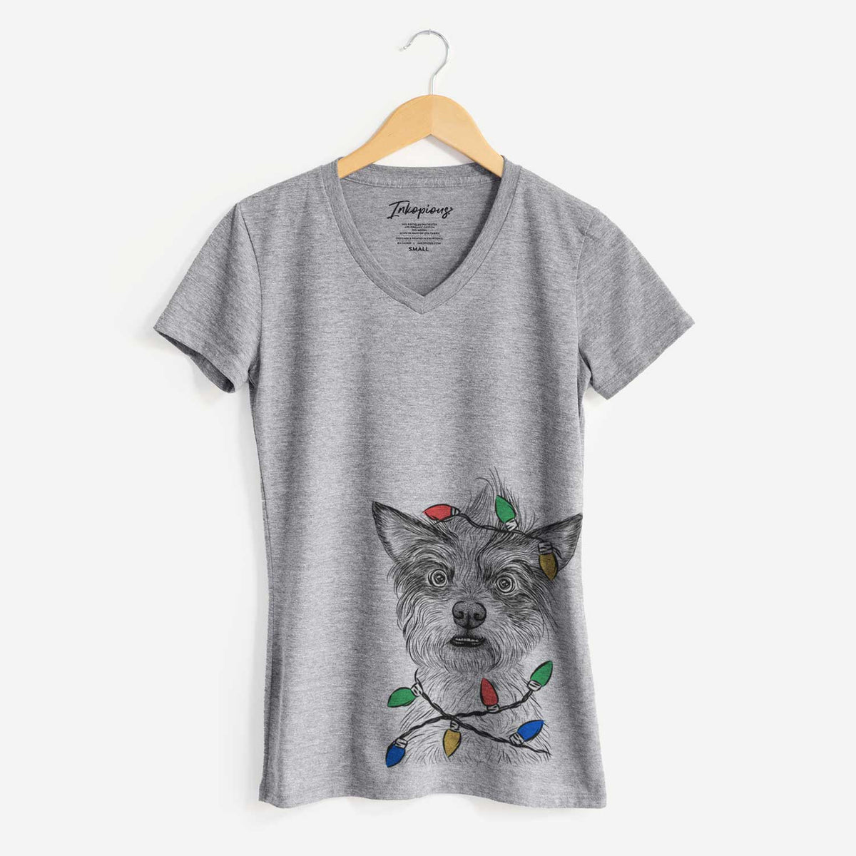 Christmas Lights Quigley the Mixed Breed - Women's V-neck Shirt