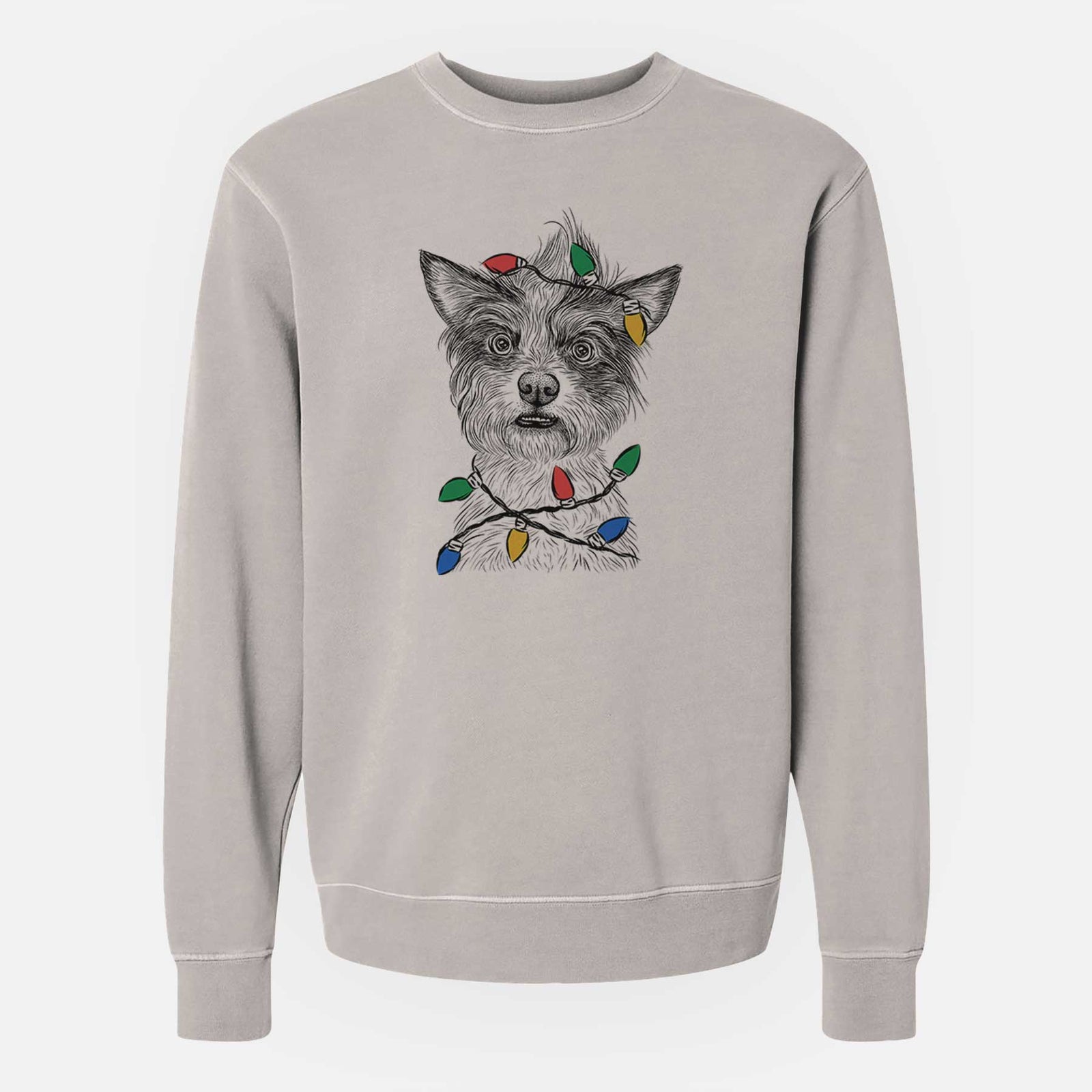 Christmas Lights Quigley the Mixed Breed - Unisex Pigment Dyed Crew Sweatshirt