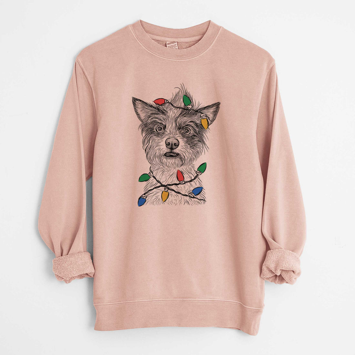 Christmas Lights Quigley the Mixed Breed - Unisex Pigment Dyed Crew Sweatshirt