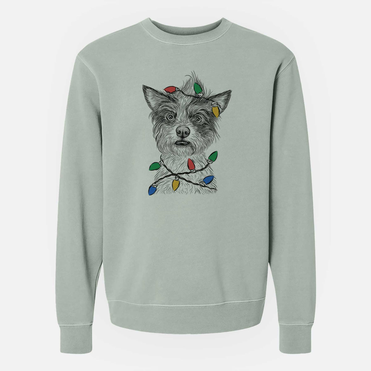 Christmas Lights Quigley the Mixed Breed - Unisex Pigment Dyed Crew Sweatshirt