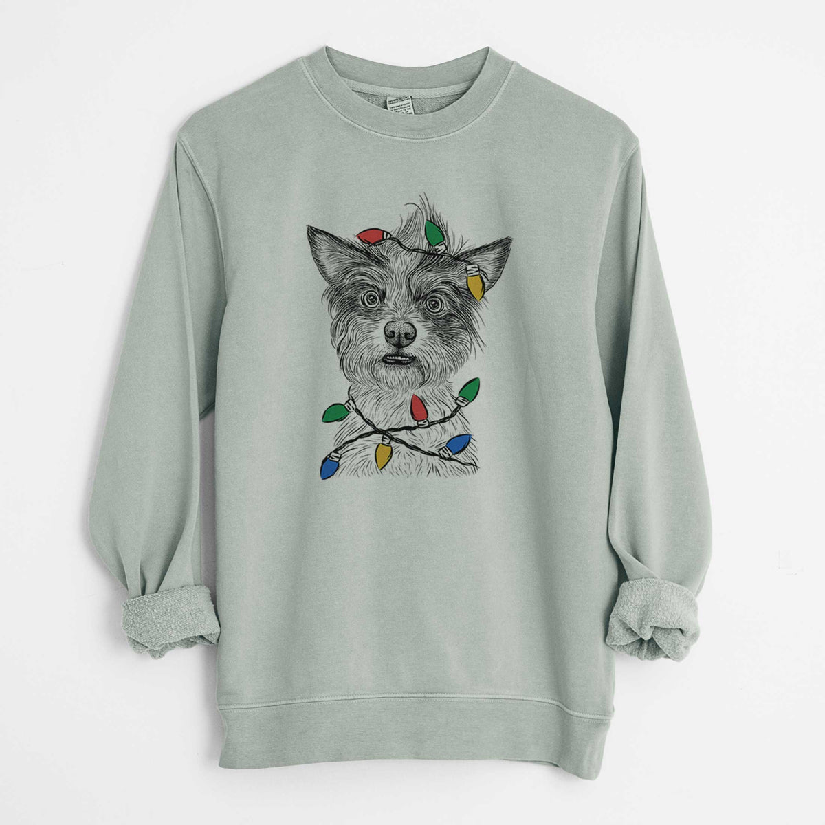 Christmas Lights Quigley the Mixed Breed - Unisex Pigment Dyed Crew Sweatshirt