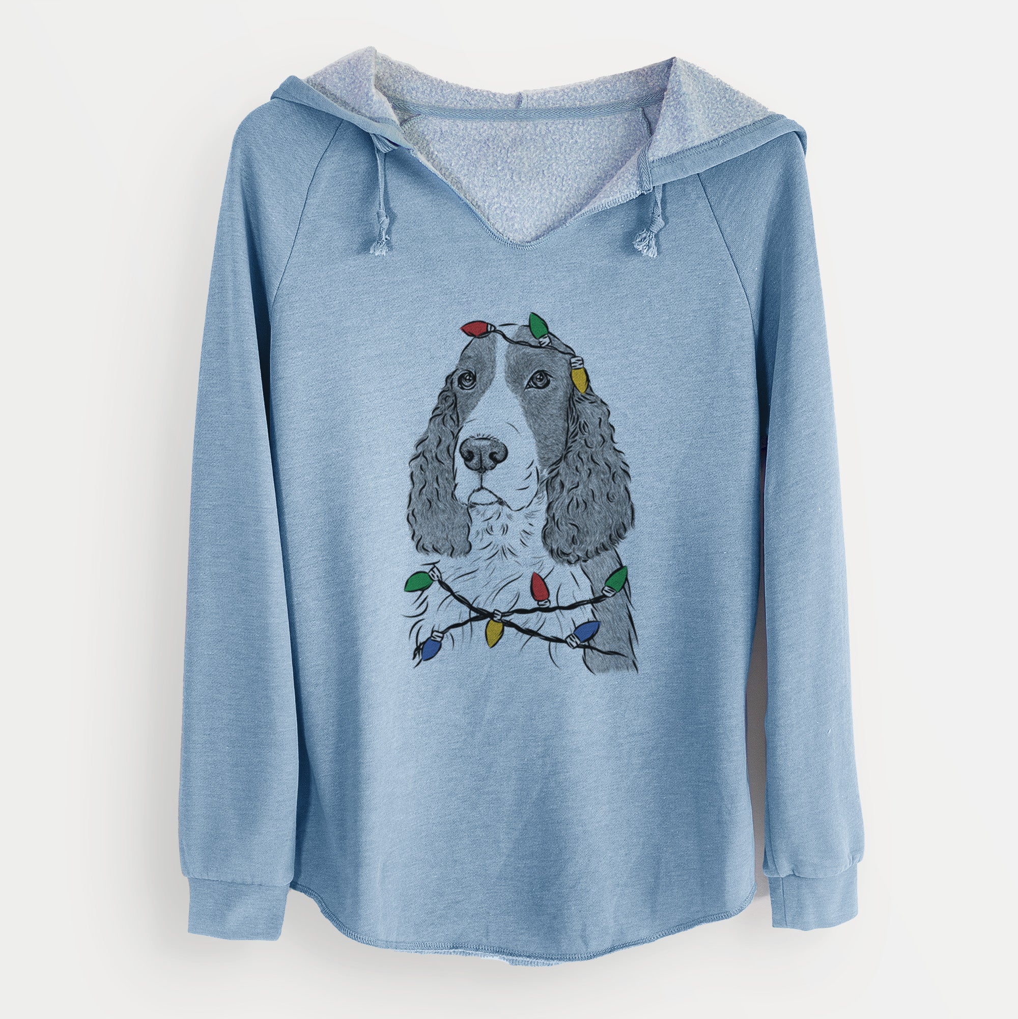 Christmas Lights Quincy the English Springer Spaniel - Cali Wave Hooded Sweatshirt