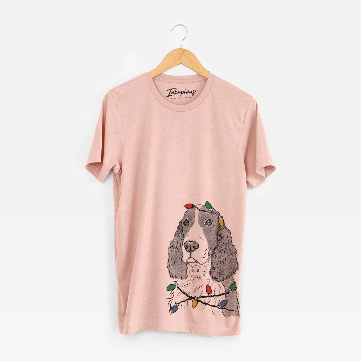 Christmas Lights Quincy the English Springer Spaniel - Unisex Crewneck