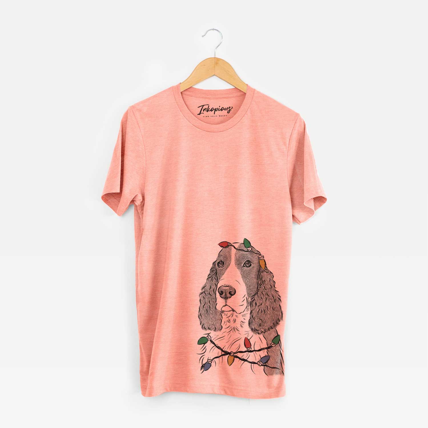 Christmas Lights Quincy the English Springer Spaniel - Unisex Crewneck