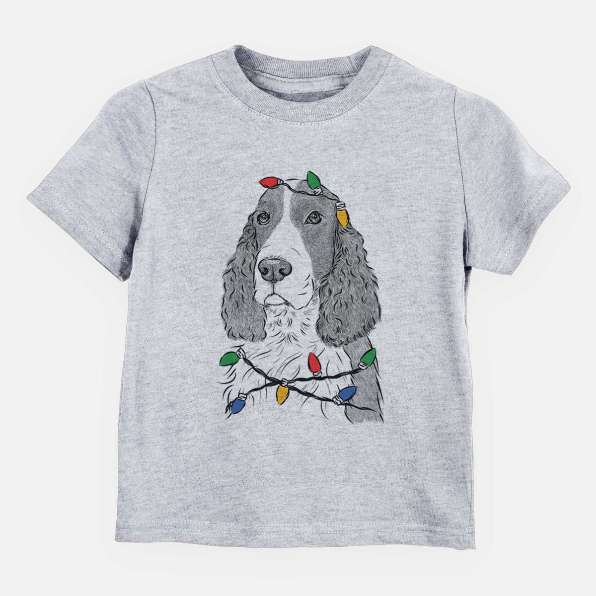 Christmas Lights Quincy the English Springer Spaniel - Kids/Youth/Toddler Shirt