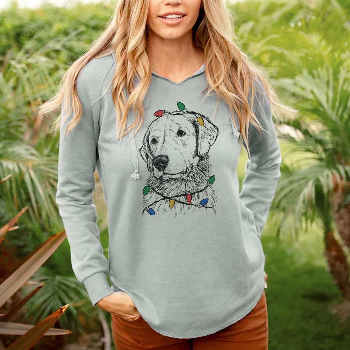 Christmas Lights Quinn the Golden Retriever - Cali Wave Hooded Sweatshirt