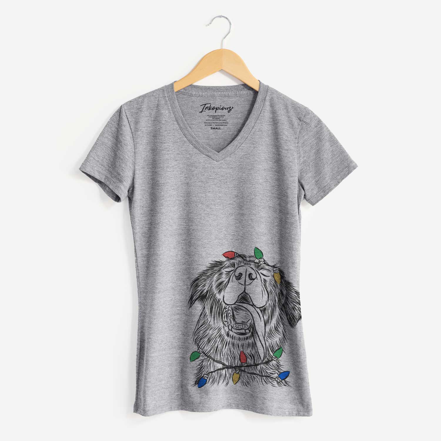 Christmas Lights Quint the Mixed Breed - Women's V-neck Shirt